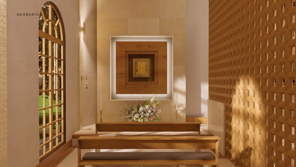 Render de la capilla del Santísimo con el sagrario